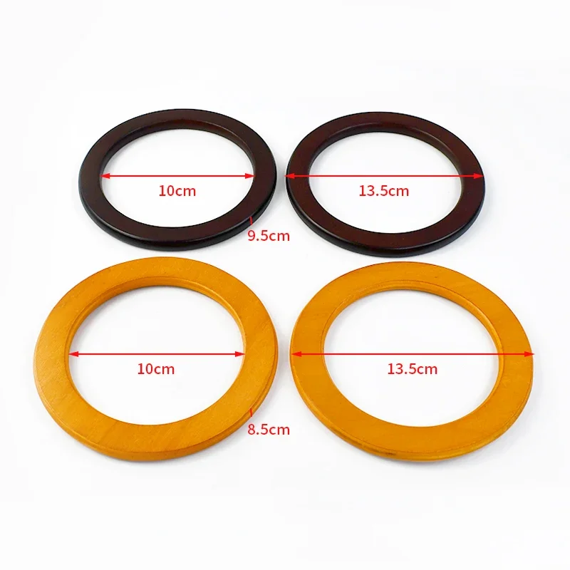 2Pcs Deepeel Natural Wooden Bag Handle Purse HandBags O Ring Handles Purses Round Frame DIY Bags Bracket Replacement Accessories