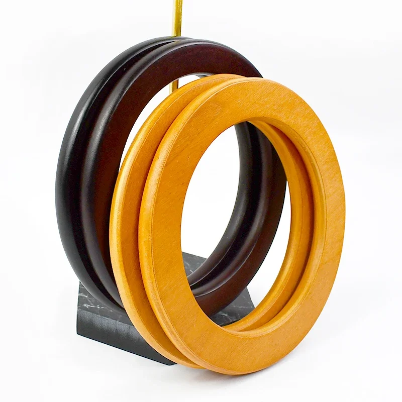 2Pcs Deepeel Natural Wooden Bag Handle Purse HandBags O Ring Handles Purses Round Frame DIY Bags Bracket Replacement Accessories