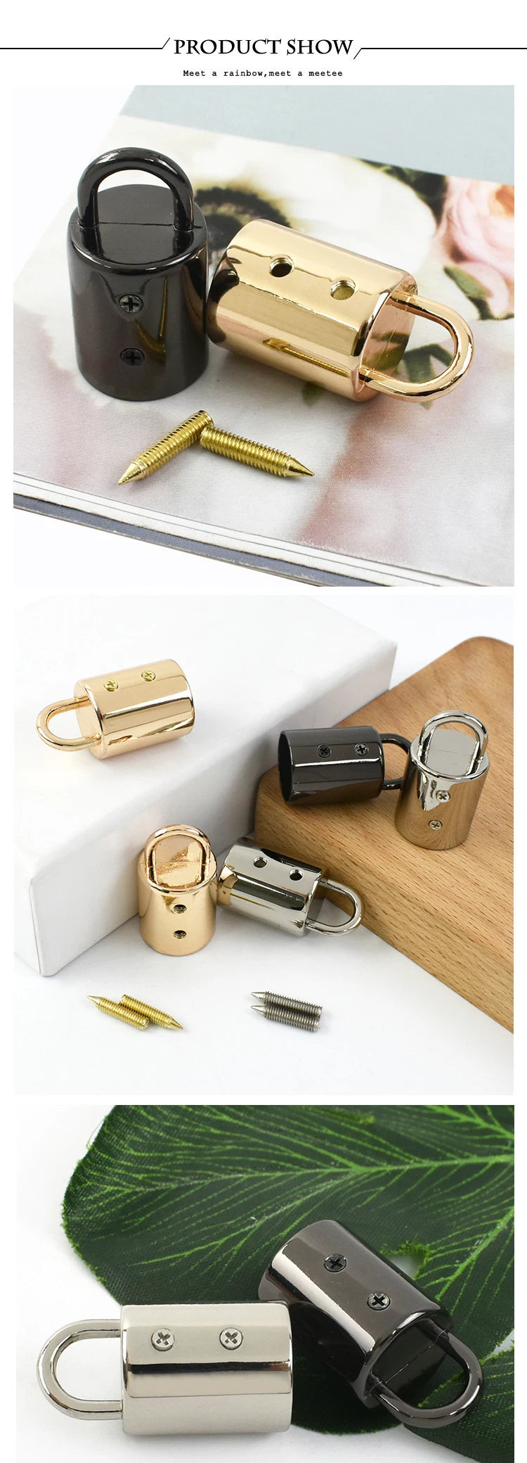 5/10/20Pcs 14mm Bag Metal Buckles Handbag Strap Tassel Cap Clasp Hook Connector Hanger Rope Cord Lock DIY Hardware Accessories