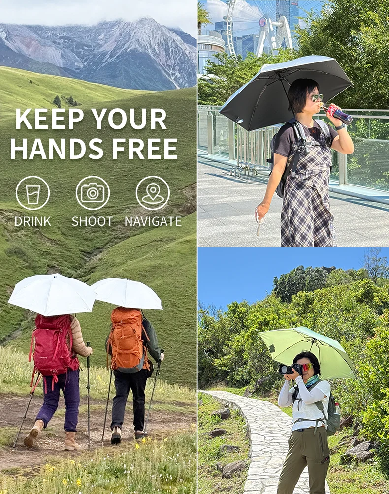 AIR BY TOP Umbrella Clip, Hands Free Umbrella Holder for Backpack Strap, Outdoor Hiking Travel Umbrella Mount