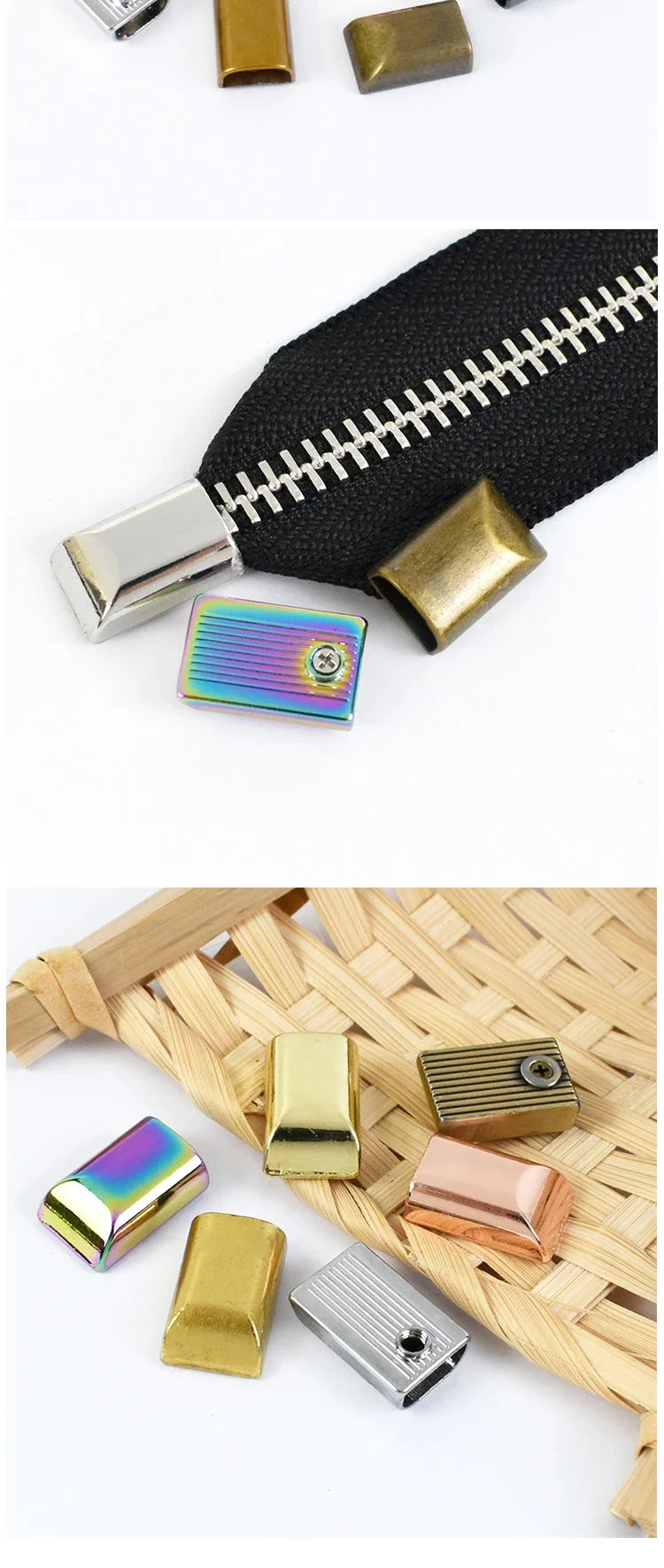 5/10/20Pcs 9mm Metal Bag Zipper Stopper Tail Clip Stop Handbag End Plug Head with Screw DIY Leather Crafts Hardware Accessories