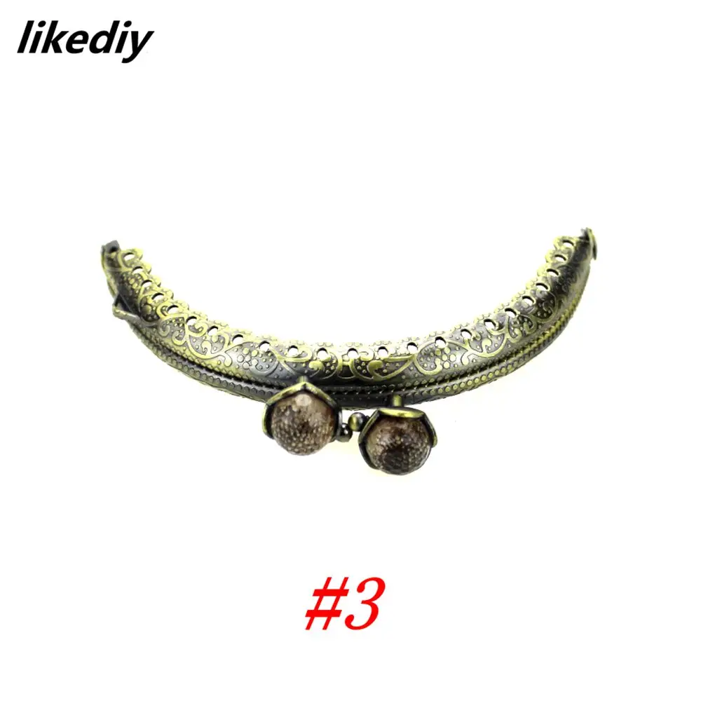 10 Pcs/Lot 8.5 CM Antique Bronze Metal Purse Frame Semicircle Lotus Head Coral Beads Kiss Clasp DIY Bag Accessories
