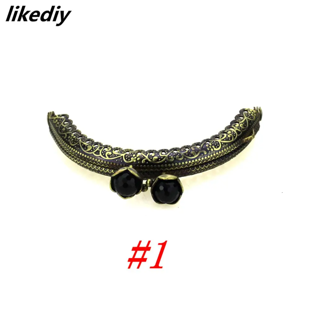 10 Pcs/Lot 8.5 CM Antique Bronze Metal Purse Frame Semicircle Lotus Head Coral Beads Kiss Clasp DIY Bag Accessories