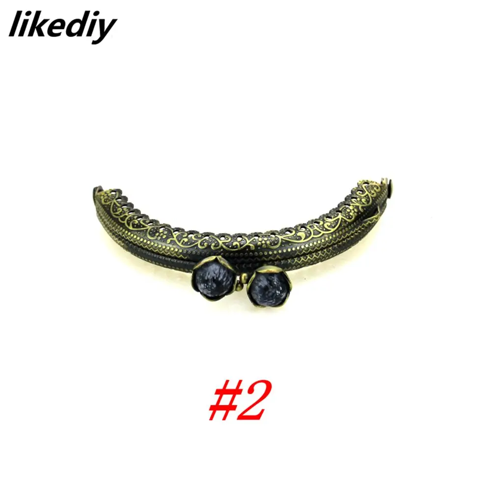 10 Pcs/Lot 8.5 CM Antique Bronze Metal Purse Frame Semicircle Lotus Head Coral Beads Kiss Clasp DIY Bag Accessories