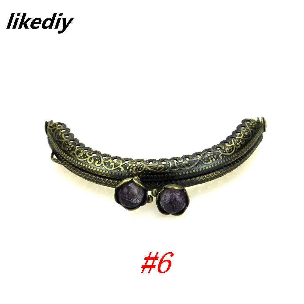 10 Pcs/Lot 8.5 CM Antique Bronze Metal Purse Frame Semicircle Lotus Head Coral Beads Kiss Clasp DIY Bag Accessories