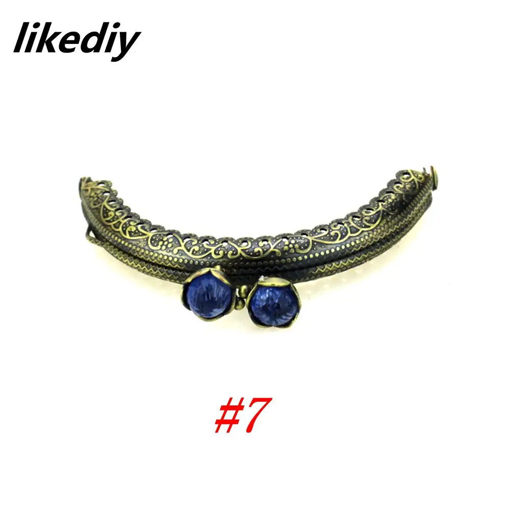 10 Pcs/Lot 8.5 CM Antique Bronze Metal Purse Frame Semicircle Lotus Head Coral Beads Kiss Clasp DIY Bag Accessories