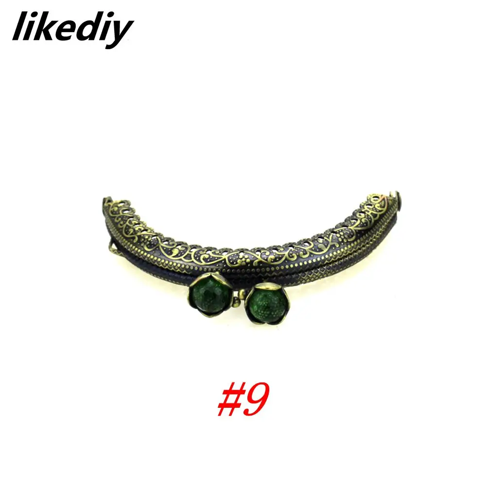 10 Pcs/Lot 8.5 CM Antique Bronze Metal Purse Frame Semicircle Lotus Head Coral Beads Kiss Clasp DIY Bag Accessories