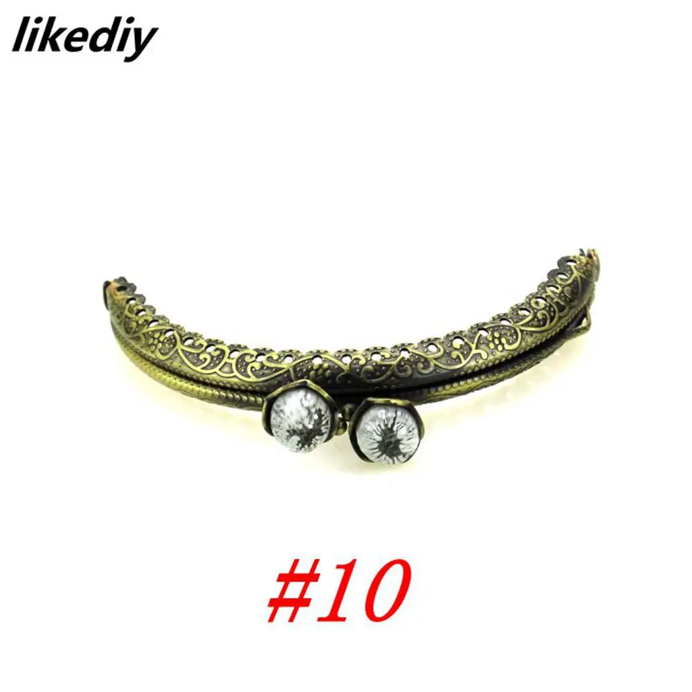 10 Pcs/Lot 8.5 CM Antique Bronze Metal Purse Frame Semicircle Lotus Head Coral Beads Kiss Clasp DIY Bag Accessories