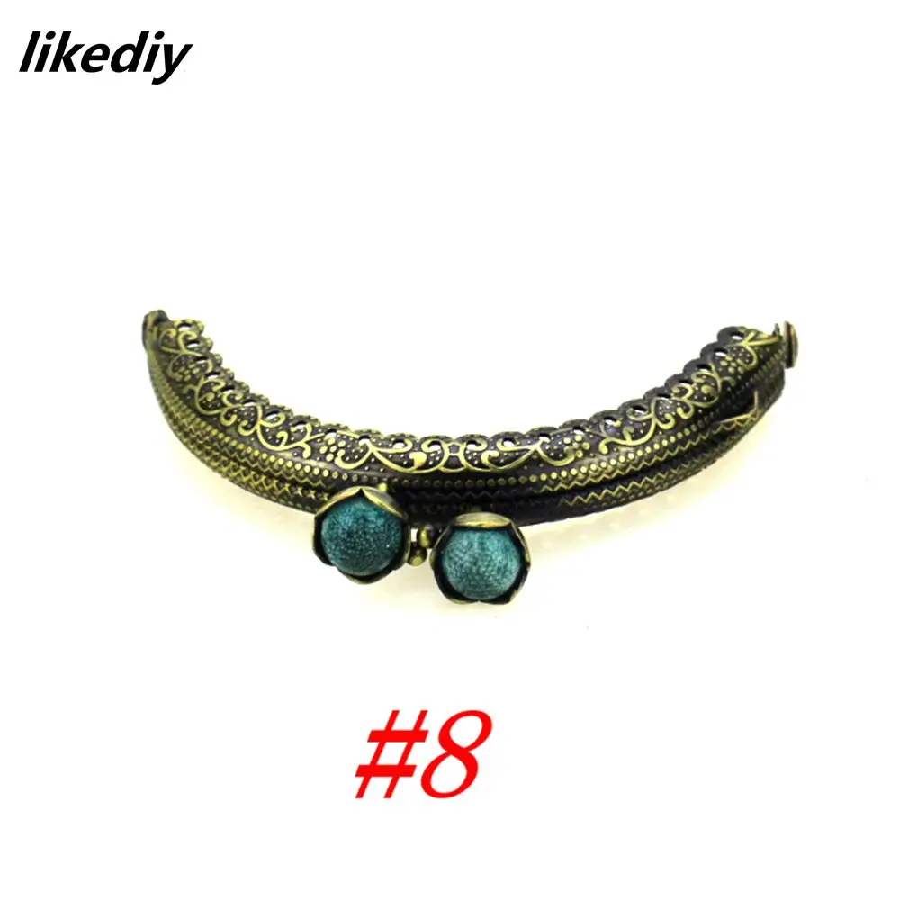 10 Pcs/Lot 8.5 CM Antique Bronze Metal Purse Frame Semicircle Lotus Head Coral Beads Kiss Clasp DIY Bag Accessories