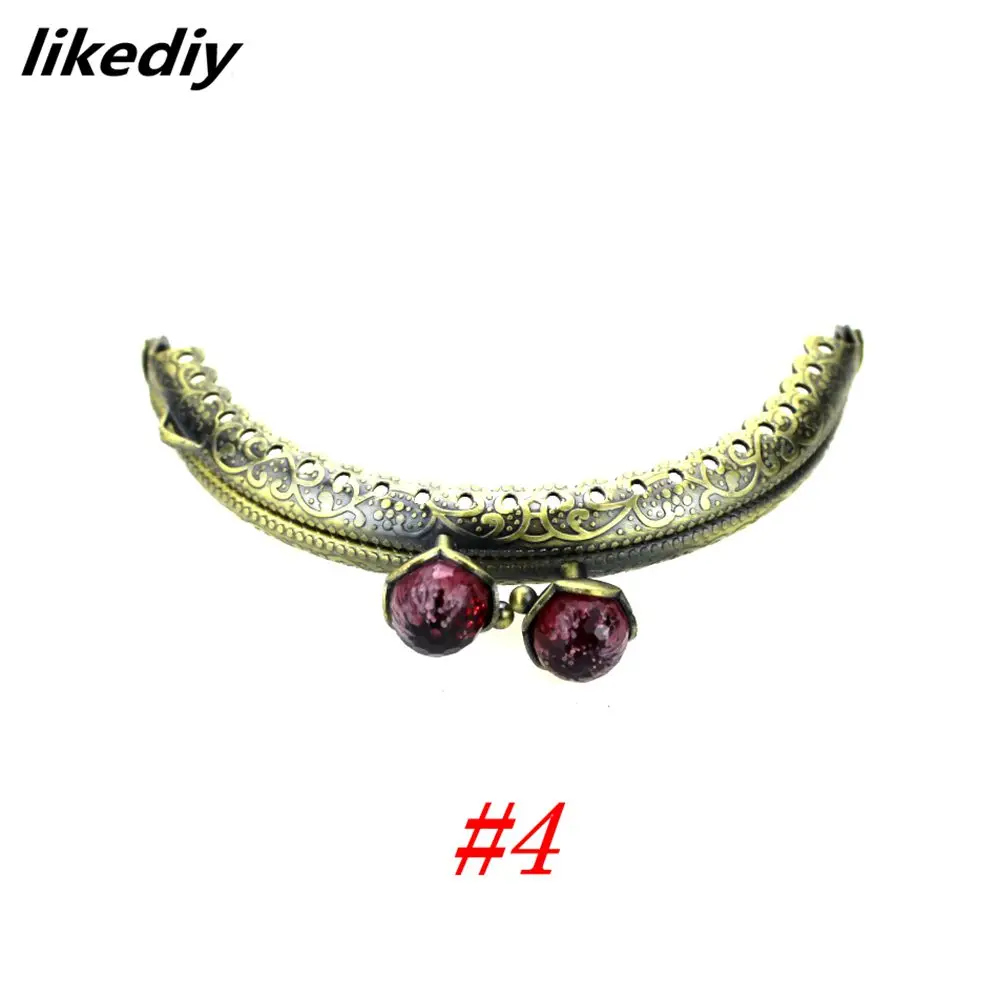 10 Pcs/Lot 8.5 CM Antique Bronze Metal Purse Frame Semicircle Lotus Head Coral Beads Kiss Clasp DIY Bag Accessories
