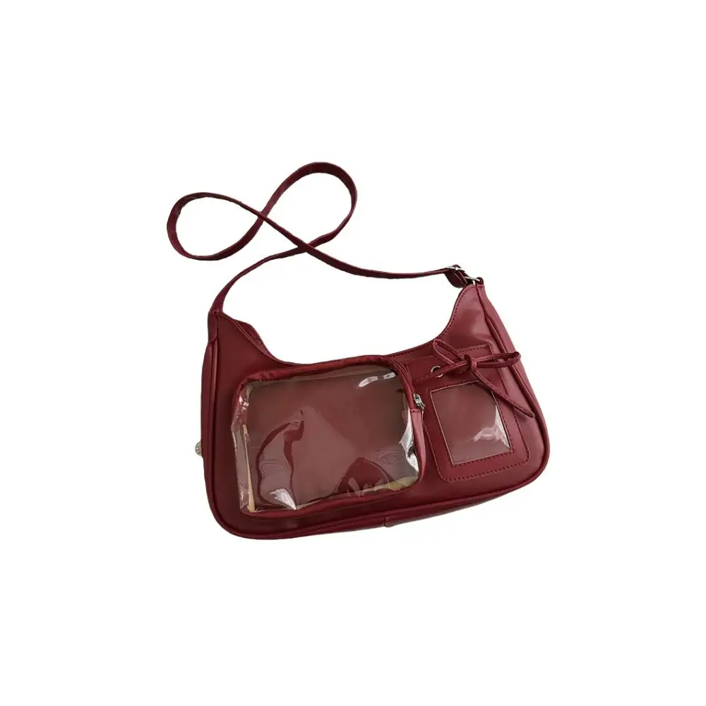 Y2K Cute Bow Ita Bag Girl Transparent Messenger Bag Women Fashion Shoulder Crossbody Bag Ladys DIY Badge Tote Bag Lolita Handbag