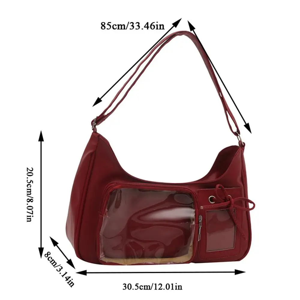 Y2K Cute Bow Ita Bag Girl Transparent Messenger Bag Women Fashion Shoulder Crossbody Bag Ladys DIY Badge Tote Bag Lolita Handbag