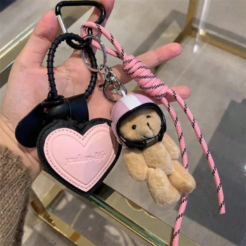 Mini Bear Handmade Leather Keychain Trendy Handbag Decoration Pendant Fashion Car Dachshund Dog Trinket Bag Charm