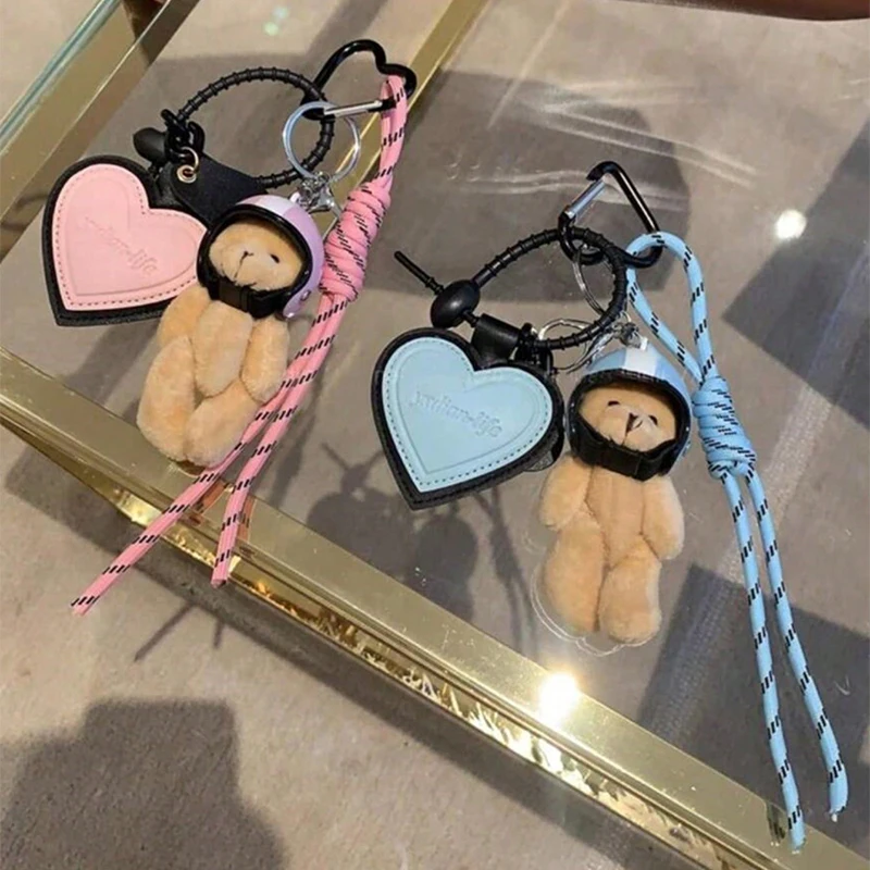 Mini Bear Handmade Leather Keychain Trendy Handbag Decoration Pendant Fashion Car Dachshund Dog Trinket Bag Charm