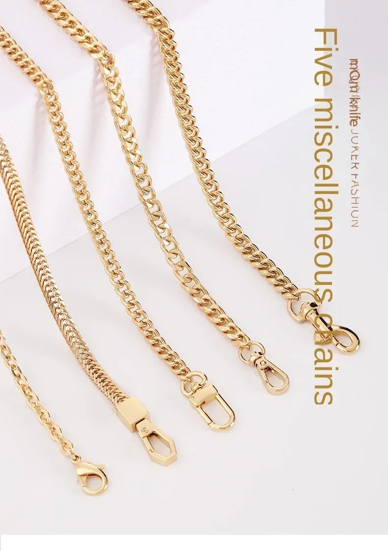 Golden Bag Chain women bag bag chain accessories Metal Extension Chains Crossbody Belt Replacement Bags Strap For Women's Bag