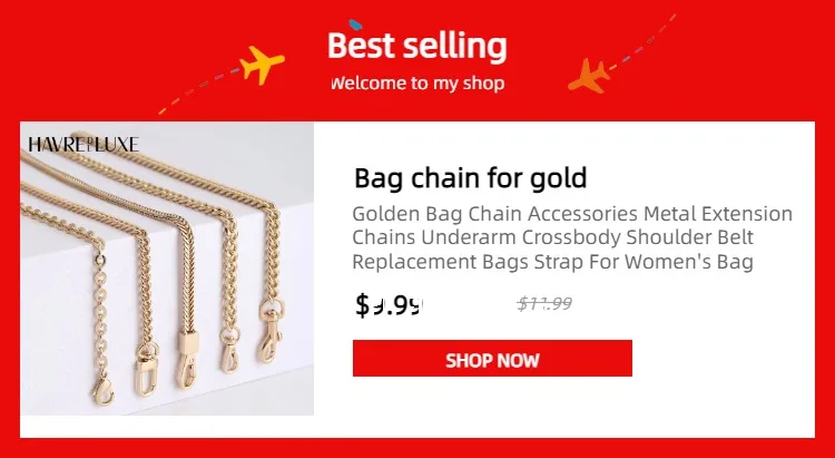 Golden Bag Chain women bag bag chain accessories Metal Extension Chains Crossbody Belt Replacement Bags Strap For Women's Bag
