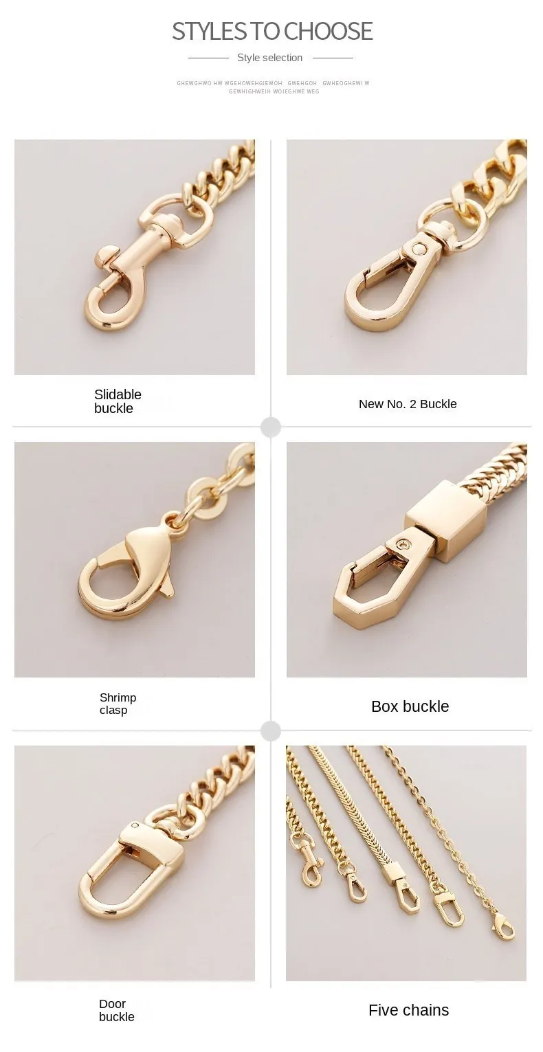 Golden Bag Chain women bag bag chain accessories Metal Extension Chains Crossbody Belt Replacement Bags Strap For Women's Bag