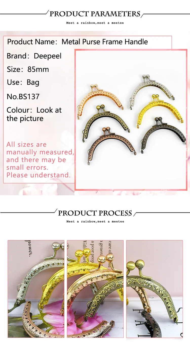 5/10Pcs Deepeel 85mm Metal Bag Handle Coin Purse Frame Kiss Clasp Handbag Wallet Handles DIY Sewing Brackets Accessories