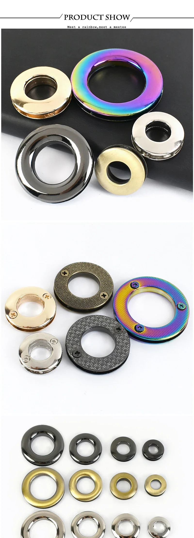 5/10Pcs 10-25mm Metal Eyelet Screw Buckle O Ring Grommet Clasp Bag Eyelets Dog Chain Hook DIY Leather Craft Accessories