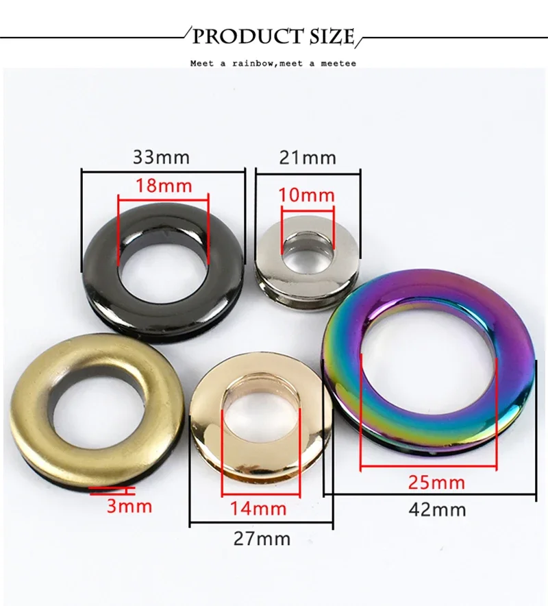5/10Pcs 10-25mm Metal Eyelet Screw Buckle O Ring Grommet Clasp Bag Eyelets Dog Chain Hook DIY Leather Craft Accessories