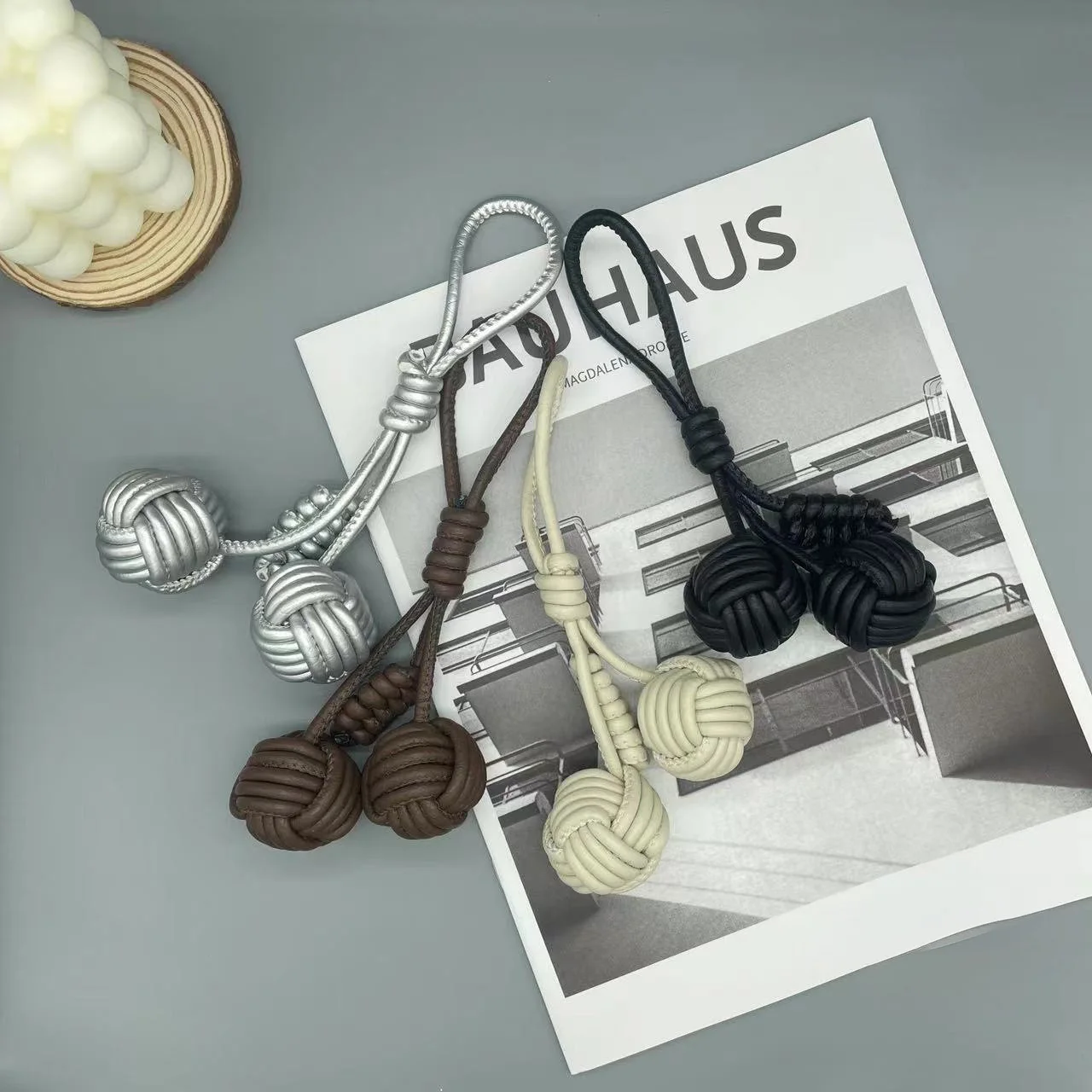 Delicate Cute Woven Ball Bag Decoration, Fashion Woven Cherry Personalized Bag Accessories, Women's Bag Pendant, Holiday Gifts