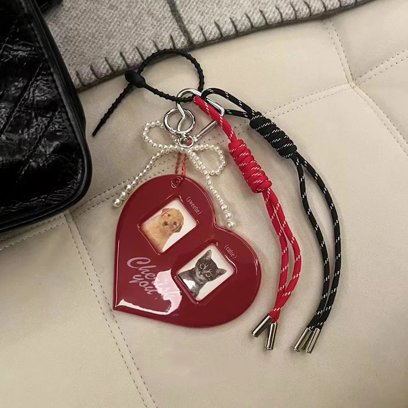 Love Card Holder Braided Rope Bag Pendant Red And Black Nylon Rope Car Keychain Cute Dog Bag Pendant Ornaments