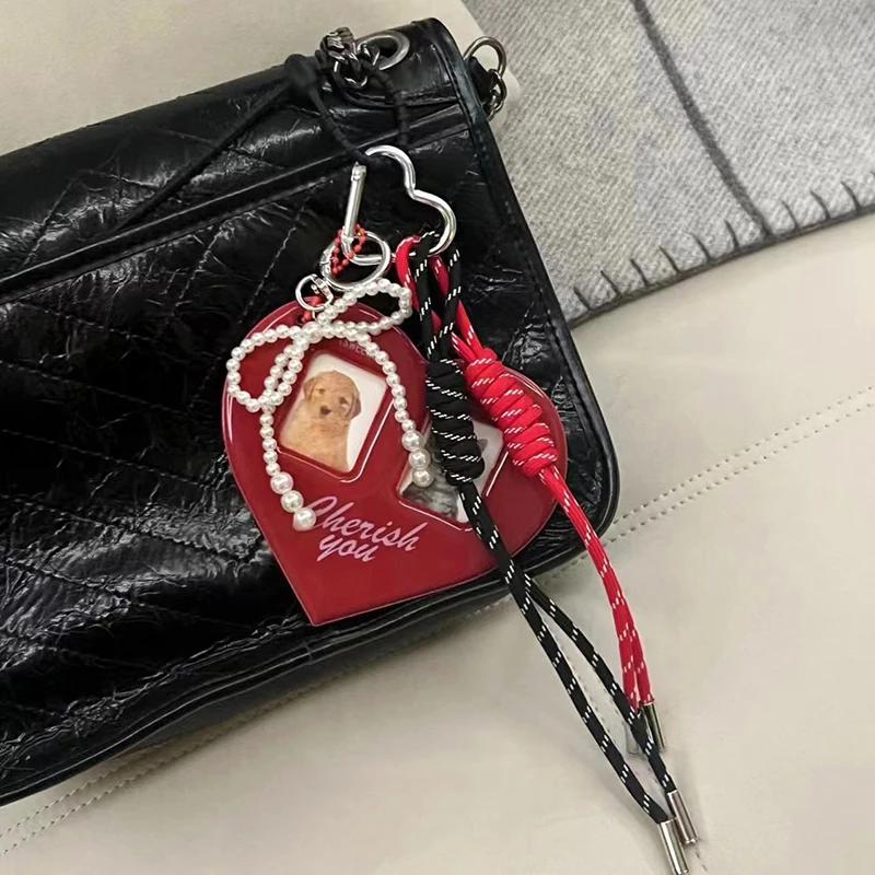 Love Card Holder Braided Rope Bag Pendant Red And Black Nylon Rope Car Keychain Cute Dog Bag Pendant Ornaments