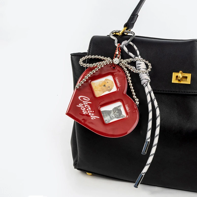 Love Card Holder Braided Rope Bag Pendant Red And Black Nylon Rope Car Keychain Cute Dog Bag Pendant Ornaments