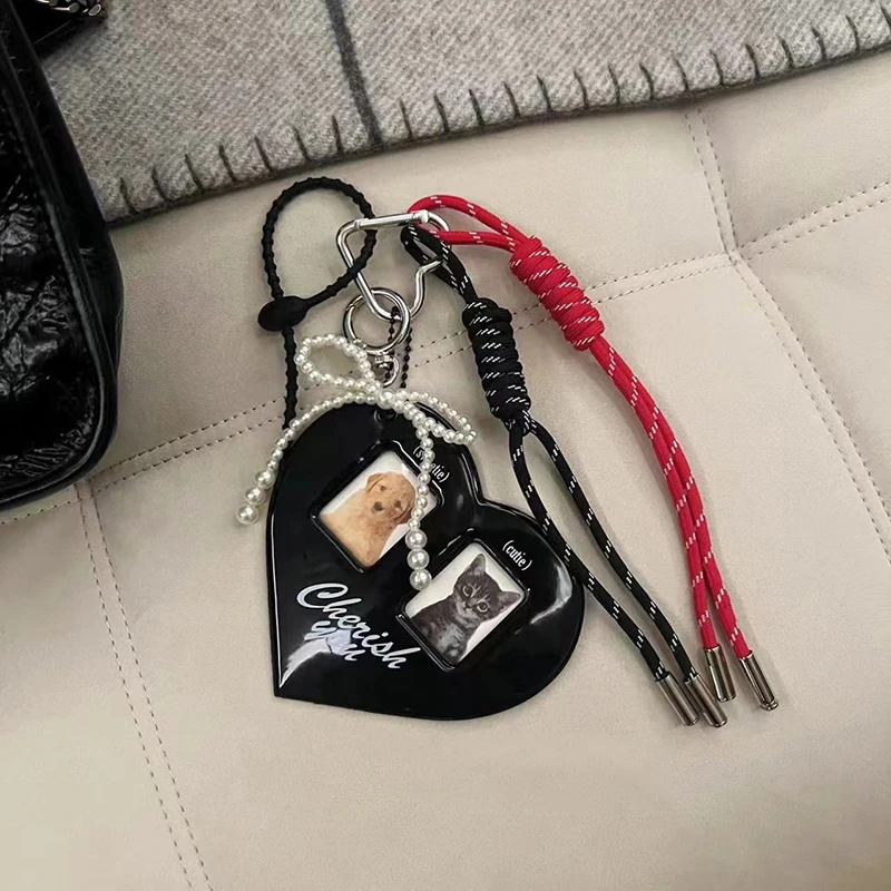 Love Card Holder Braided Rope Bag Pendant Red And Black Nylon Rope Car Keychain Cute Dog Bag Pendant Ornaments