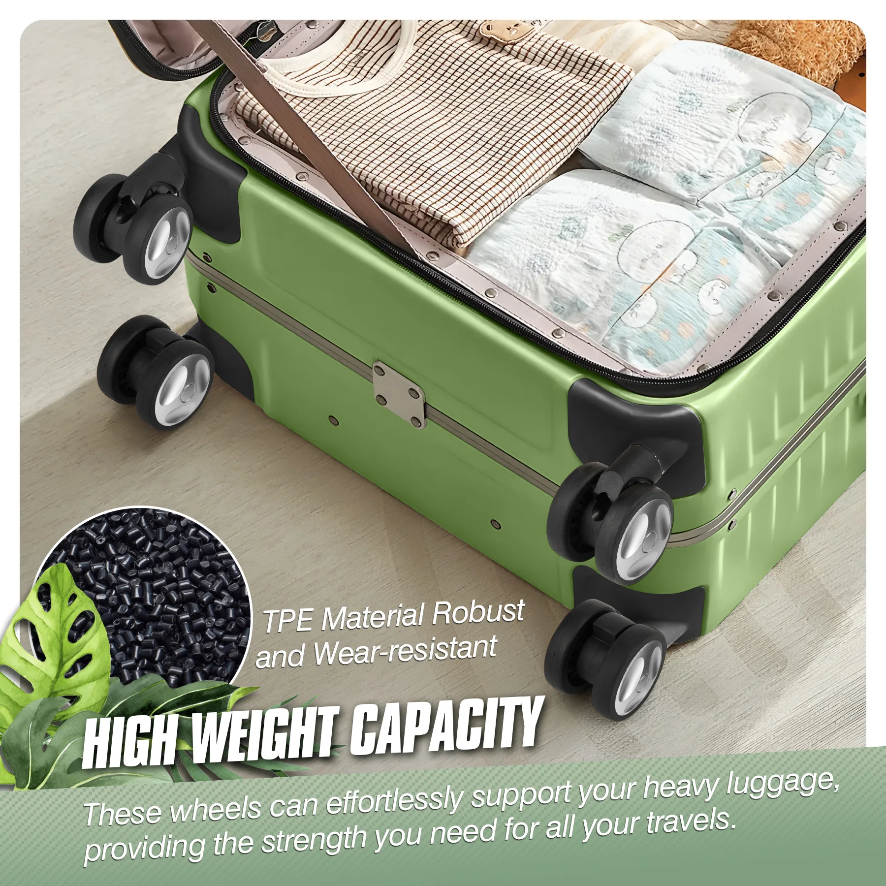 8Pcs Sliver Luggage Wheel with Screw Travel Suitcase Wheels Replacement Luggage Replacement Wheel 55mm Axles Caster Wheel Repair