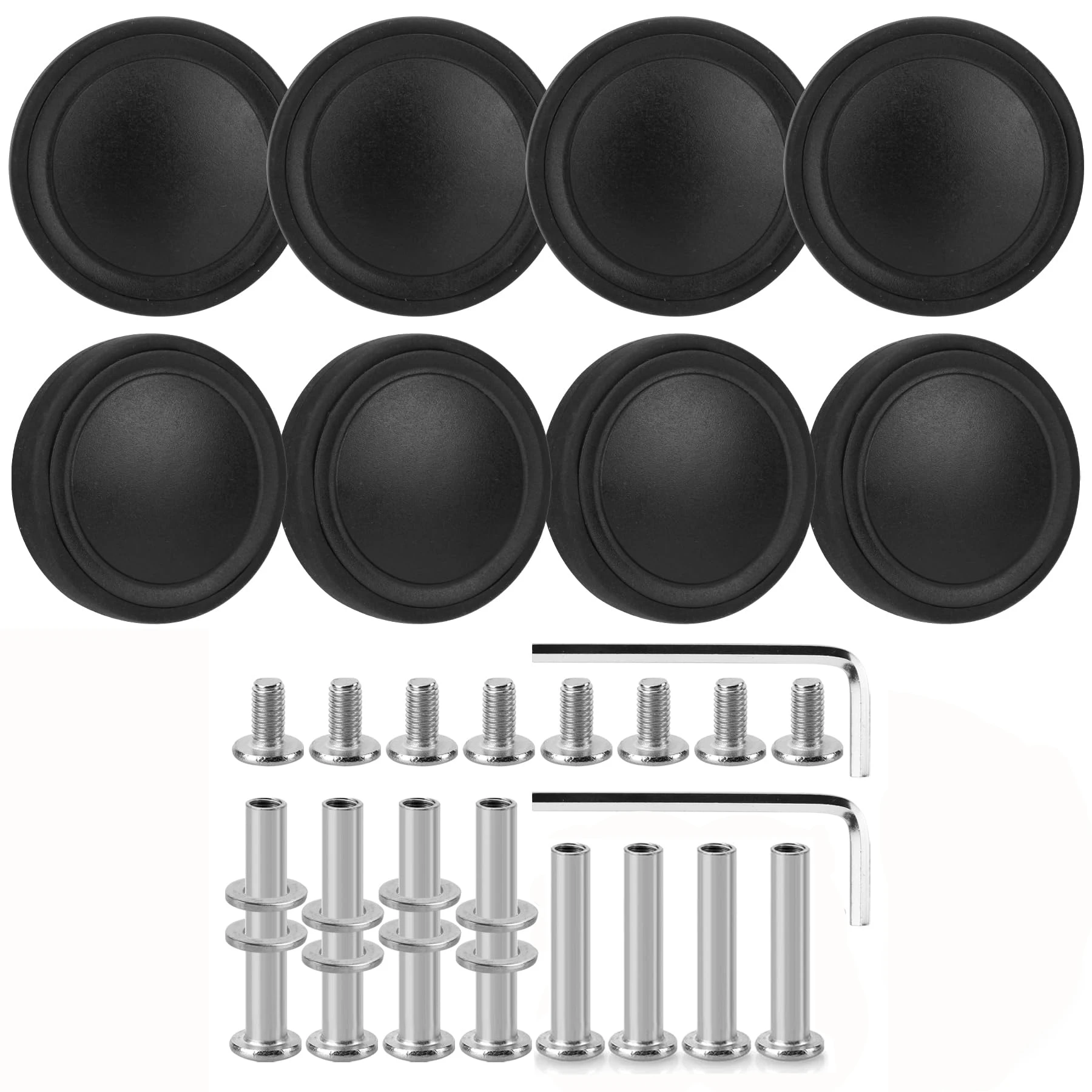 8Pcs Luggage Replacement Wheels Kit Black Suitcase Repair Wheel W/H Screw Wear-Resistant Trolley Wheel 55mm Axles Caster Parts