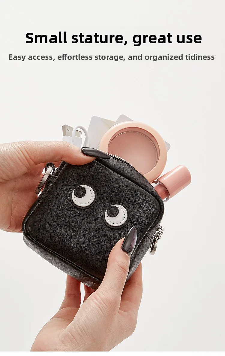 Cute Genuine Leather Headphone Bag Charm For Airpods Portable Data Cable Lipstick Key Storage Coin Purse Bag Accessories