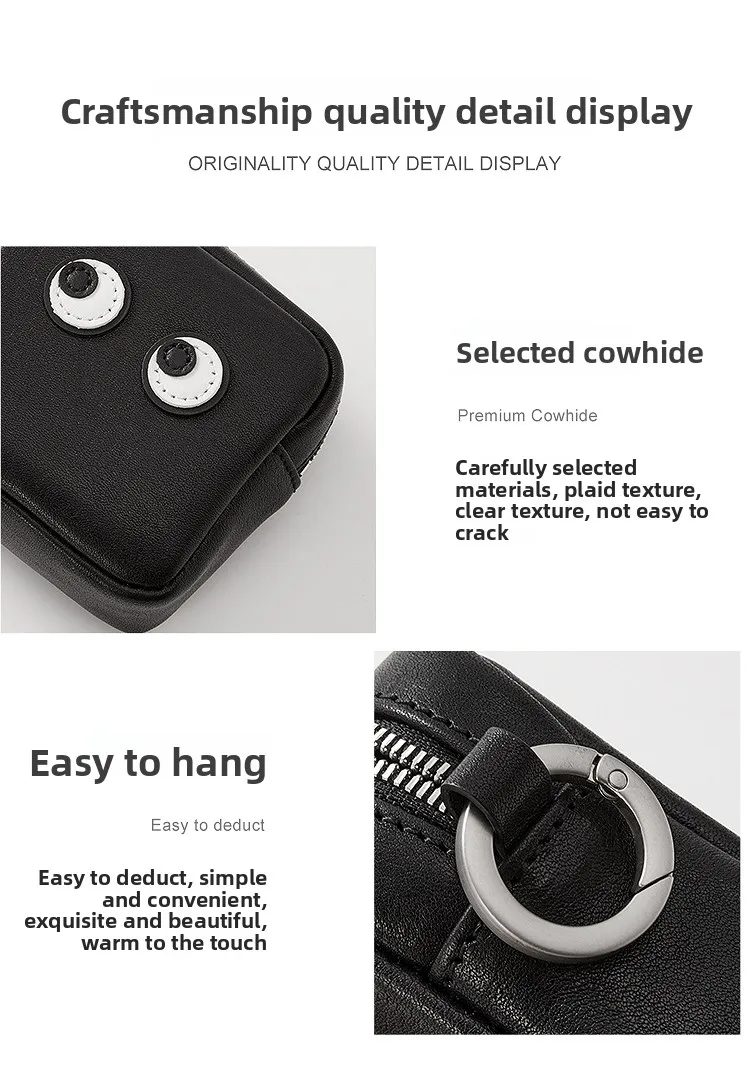 Cute Genuine Leather Headphone Bag Charm For Airpods Portable Data Cable Lipstick Key Storage Coin Purse Bag Accessories