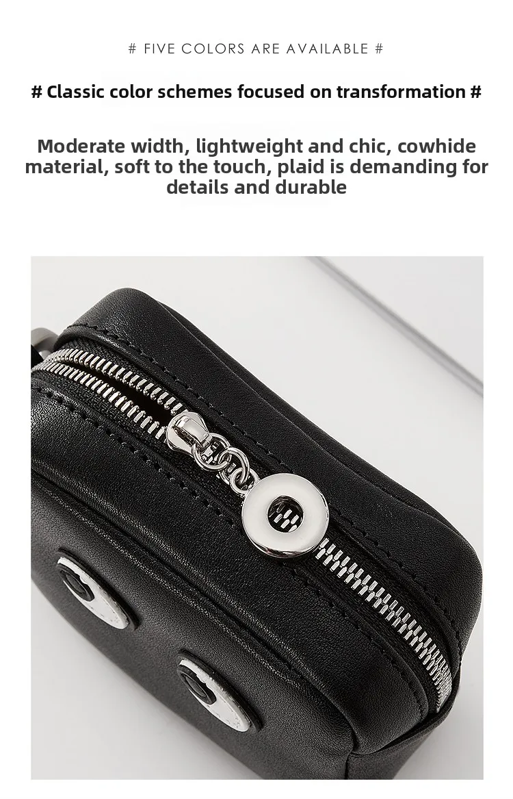 Cute Genuine Leather Headphone Bag Charm For Airpods Portable Data Cable Lipstick Key Storage Coin Purse Bag Accessories