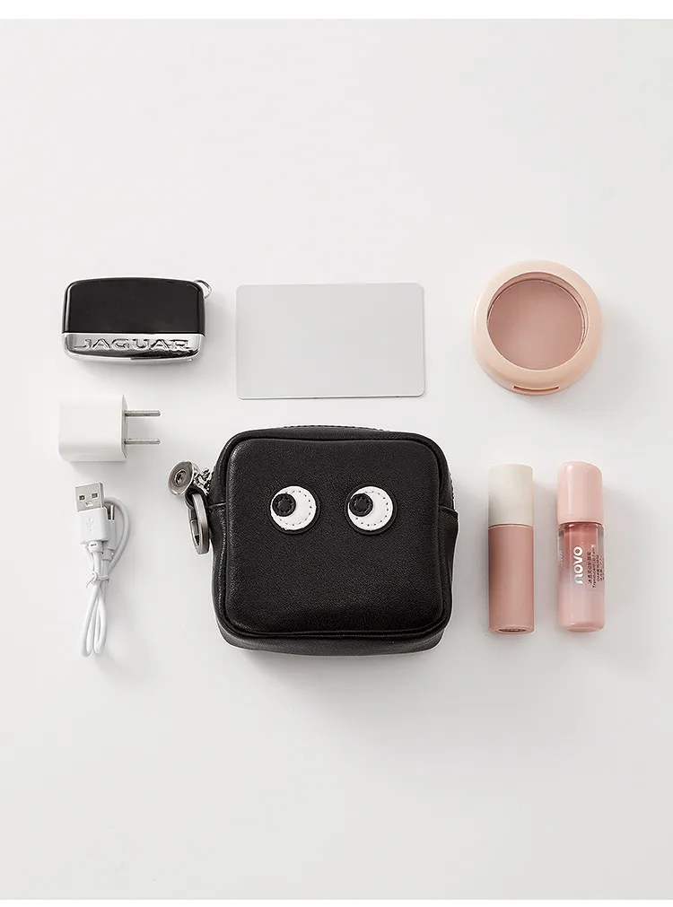 Cute Genuine Leather Headphone Bag Charm For Airpods Portable Data Cable Lipstick Key Storage Coin Purse Bag Accessories