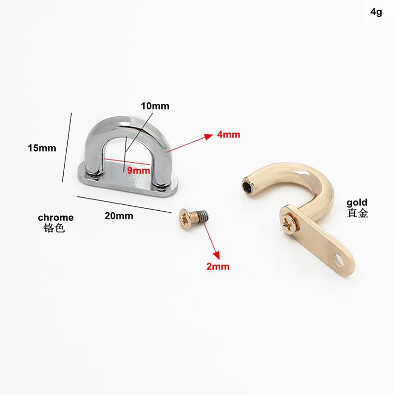 10/30/50PCS Metal Arch Bridge Bag Buckle With Washer For Handbag Strap D Ring Hook Side Clip Handle Connect Screw Accessories
