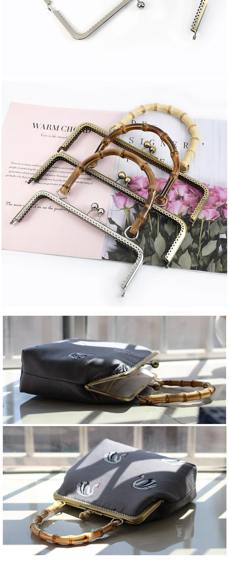 1/2/5Pcs Deepeel 20/25cm Metal Purse Frame Handle Bags Kiss Clasp Sew Kit DIY Bag Framework Handbag Sewing Brackets Accessories