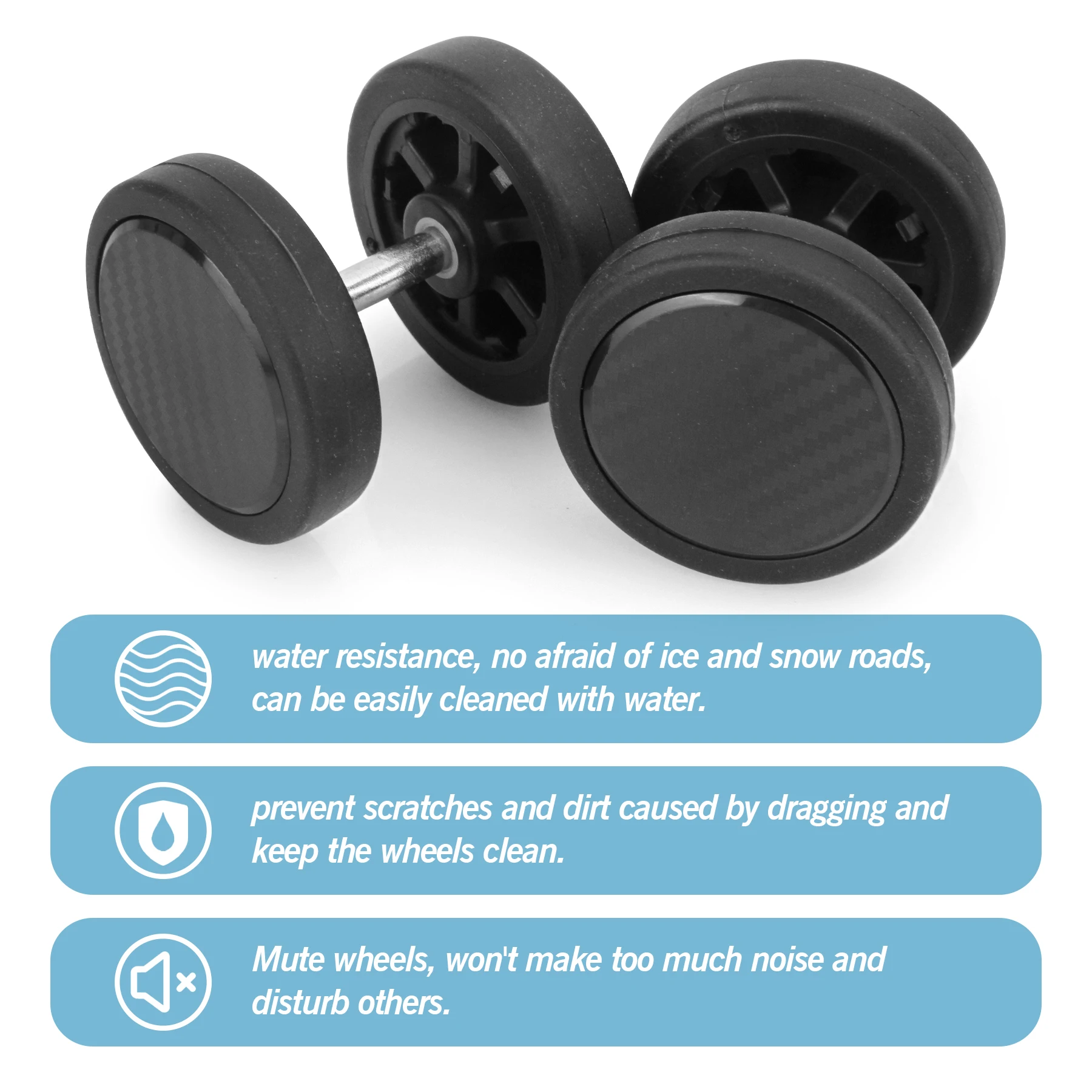 GUGULUZA 4/8pcs Black Trolley Box Wheels Suitcase Wheel Replacement Single Side Wheel 55mm Luggage Wheel Replacement with Screw