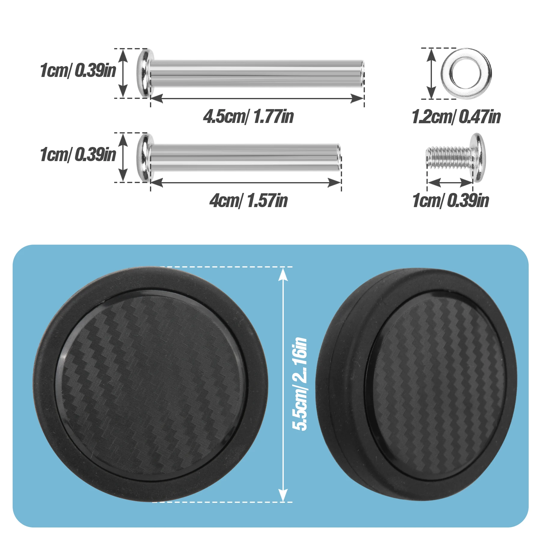 GUGULUZA 4/8pcs Black Trolley Box Wheels Suitcase Wheel Replacement Single Side Wheel 55mm Luggage Wheel Replacement with Screw