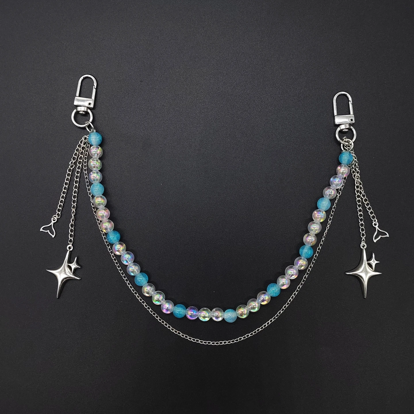 Detachable ITA Bag Double Chain Iridescent Bead Tail Pendant DIY Bag Decorative Chain Pain Bag Charm Fashion Waist Chain