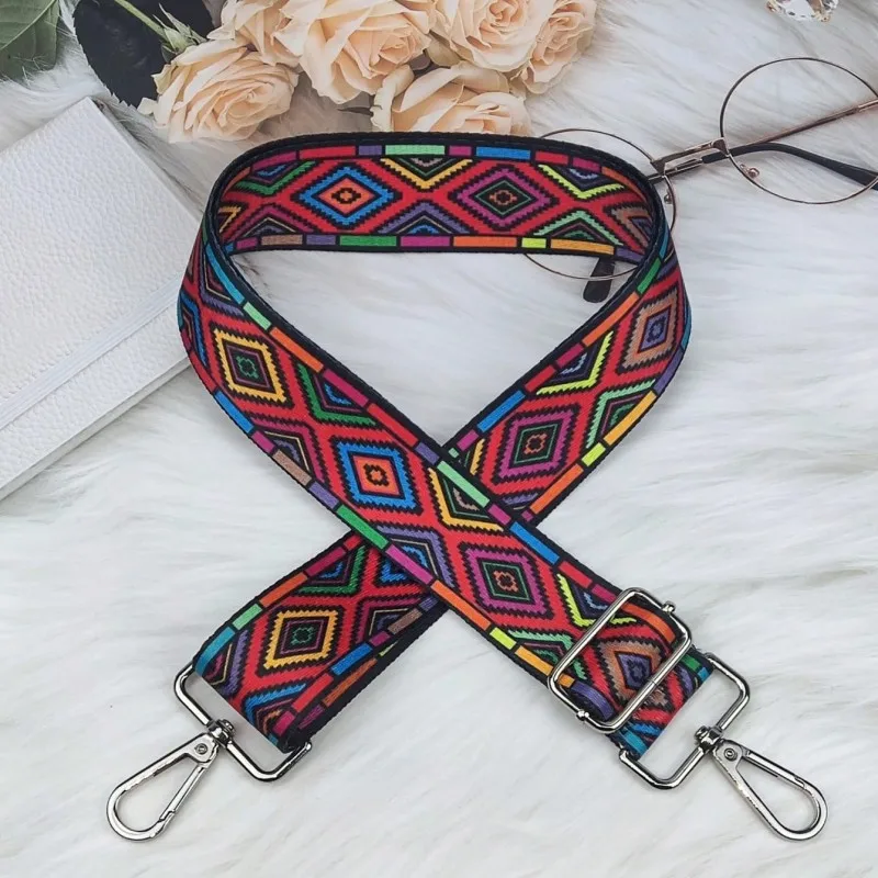 Women Colorful Fabric Shoulder Strap Lady Bag Accessories Adjustable Removable Wide Shoulder Crossbody Messenger Nylon Bag Strap