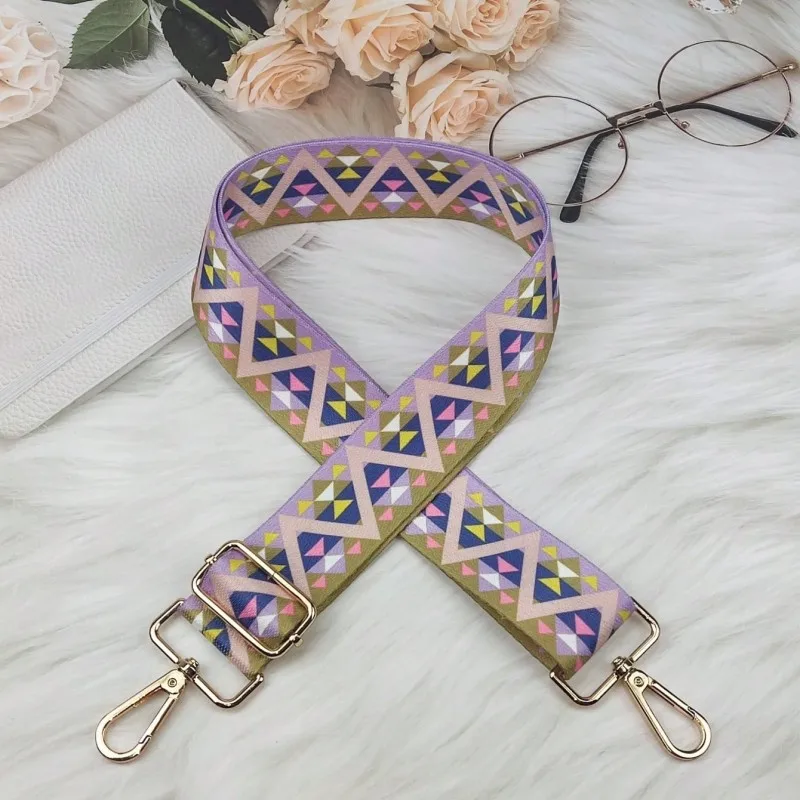 Women Colorful Fabric Shoulder Strap Lady Bag Accessories Adjustable Removable Wide Shoulder Crossbody Messenger Nylon Bag Strap