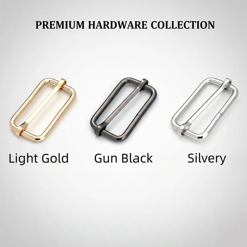 10pcs Metal Triglide Slides Rectangle Adjustable Webbing Slider Strap Pin Buckle for Belt Bags Luggage DIY Craft Accessories