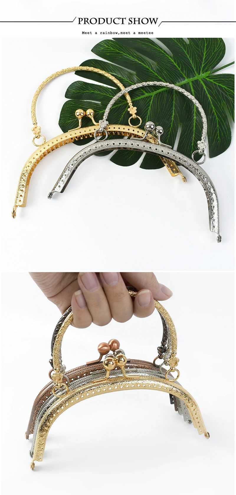 1/2/5Pcs Deepeel 16.5cm Fashion Metal Embossing Handles Purse Handbags Frame Kiss Clasp DIY Sewing Close Hardware Accessories