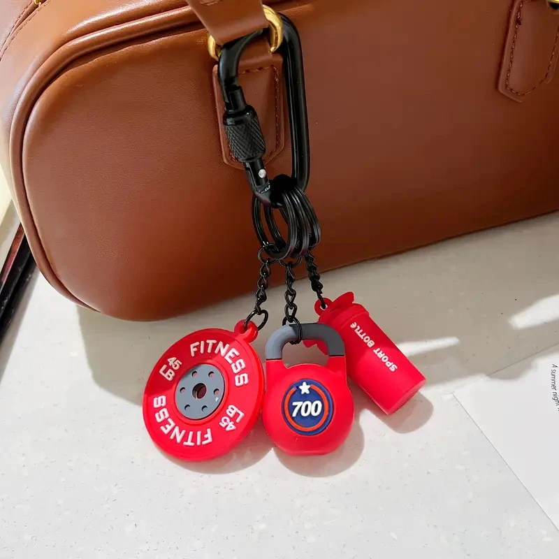 New DlY Silicone Barbell Keychain Gym Gifts for Gym Love Weight Piece Detachable Barbell Key Chain Charm Bag Pendant