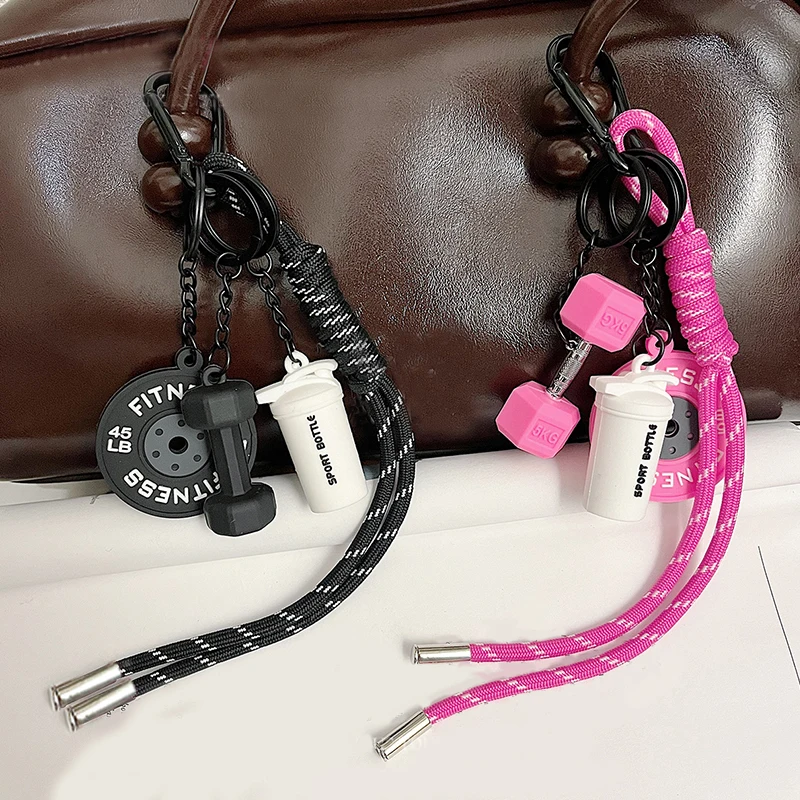 New DlY Silicone Barbell Keychain Gym Gifts for Gym Love Weight Piece Detachable Barbell Key Chain Charm Bag Pendant