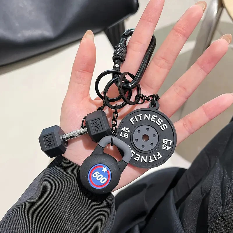 New DlY Silicone Barbell Keychain Gym Gifts for Gym Love Weight Piece Detachable Barbell Key Chain Charm Bag Pendant