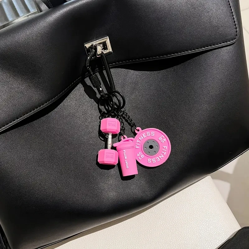 New DlY Silicone Barbell Keychain Gym Gifts for Gym Love Weight Piece Detachable Barbell Key Chain Charm Bag Pendant