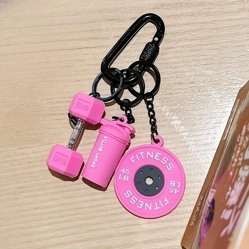 New DlY Silicone Barbell Keychain Gym Gifts for Gym Love Weight Piece Detachable Barbell Key Chain Charm Bag Pendant