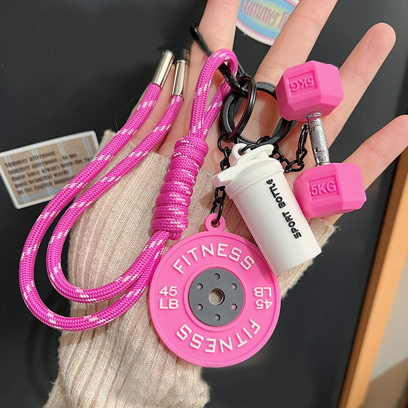 New DlY Silicone Barbell Keychain Gym Gifts for Gym Love Weight Piece Detachable Barbell Key Chain Charm Bag Pendant